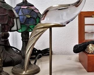 Glass sculpture bird. Use it in a mid-century modern or art deco setting.