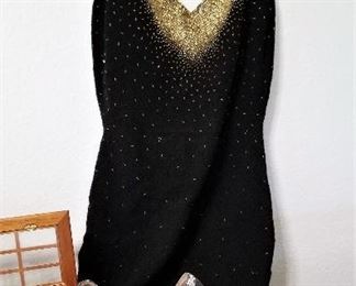 Black and gold vintage dress.