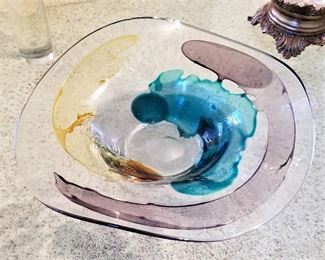Beautiful colored glass mid-century modern dish