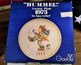 1973 annual plate in bas relief. We also have the 1974 Hummel plate in bas relief.
