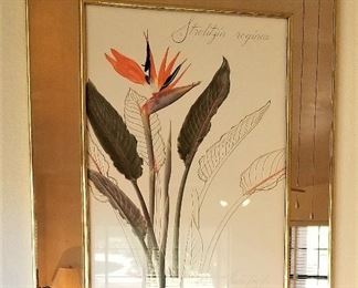 Bird of Paradise mirrored frame art.