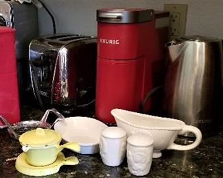 Lots of small appliance; coffee pots, cookers, toaster, microwave, and many, many more.