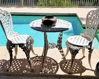 White bistro table set