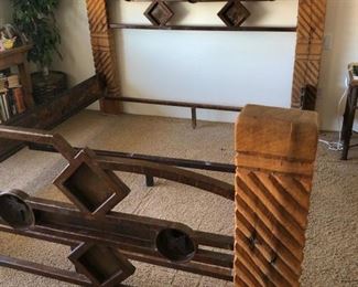 Gorgeous wood and metal king bed. This bed is offsite. So please call to view it and/or purchase it. 480-383-3823