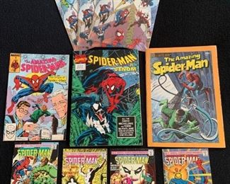 SpiderMan - collection of 4 mini comics, hero caps, and 3 regular comics