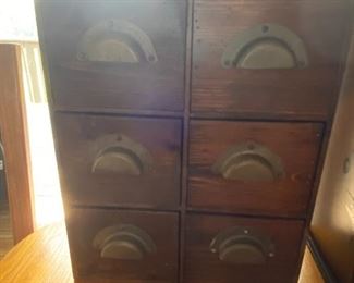 Old Six Drawer File Box 