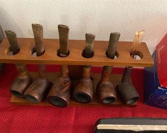 Assorted Pipes with Stand