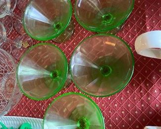 Green Depression Glass Sherberts