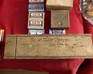 Early Wooden Box with Stamps