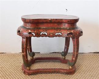 12. Chinese Red Lacquered Chinese Stand
