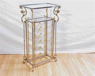 14. Maitland Smith Metal and Brass Wine Stand