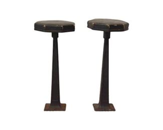 25. Two Antique Cast Iron Base Ice Cream Parlor Stools