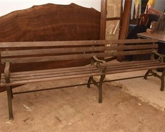 28. Fine Antique Cast Iron and Wood Park Bench with A Monogramed Arms