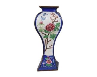 71. Floral Pattern Enamel Metal Asian Vase