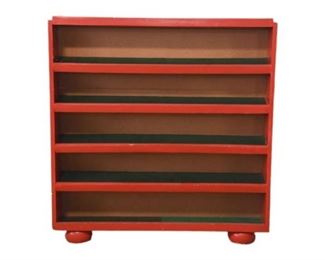80. Narrow Red Painted Curio Shelf