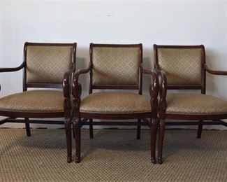 97. Three Mahogany Empire Style Scrolled Armchairs