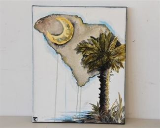 100. Abstract Painting with Palm Tree
