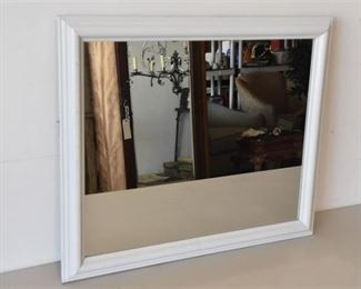 105. White Framed Mirror