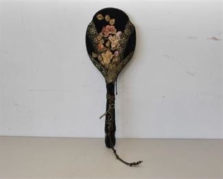116. Embroidered Fabric Covered Hand Mirror