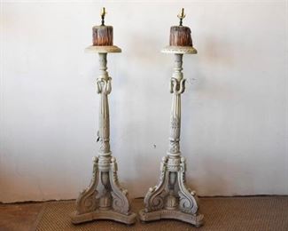 119. Pair Painted Standing Torcheers