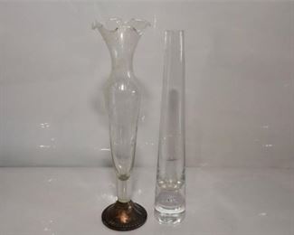 132. Two Bud Vases One With Sterling Mount