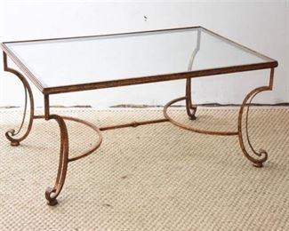 142. Wrought Metal Glass Top Coffee Table