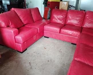 American Leather red sofa. Larger than can be displayed