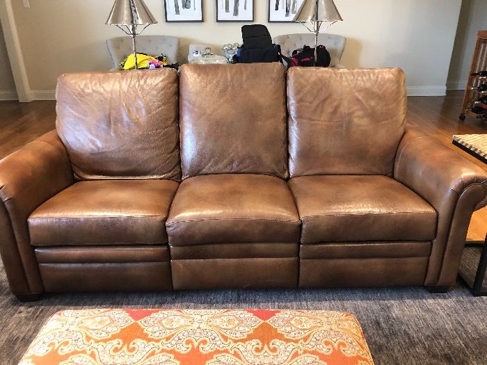Ethan Allen leather incliner sofa 