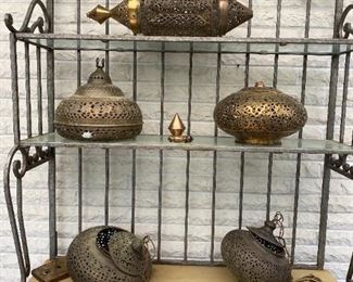 India Brass Lamps , Baker's Rack