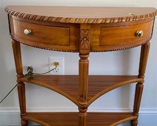 ½ Round Wooden Table w/2 Drawers (29”L x 28”T),