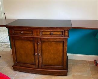 Rolling Bar Cabinet w/Lots of Storage - Top Opens Up (42“ - 84” opened x 23“) ,