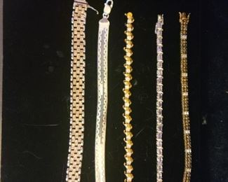 Assorted Sterling bracelets. 