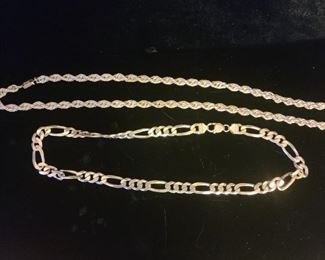 HEAVY Sterling chains. We have several different styles up to 30 inches long.