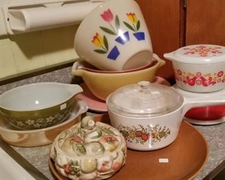 Vintage Fire King mixing bowls, Pyrex  and Corning Ware  Pieces.