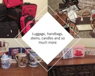 luggage, handbags and purses, steins and decorative candle sets and so much more