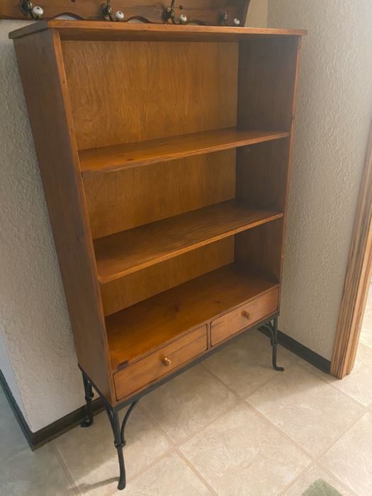 3 Shelf 2 Draw Cabinet w/Metal Legs - 60" Tall x 36" Wide x 12" Deep - $120