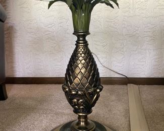 Hollywood Regency Colonial Premier Co Pineapple Brass Floor Lamp w/Glass Top - 61" Tall x 20" Diameter - $120