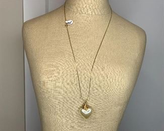 Gold tone necklace with faux  pearl Heart $7