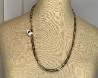  Silver  and Gold tone braided  necklace $7