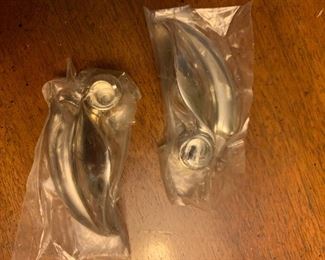 $2 pair  silver Leaf shape candle holders for slender tapers 