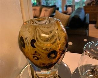 unique heavy glass vase $10