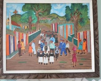 #3   Artist:  Edner Jean    25x21  oil on board ( Funeral) $750.00                                                                              