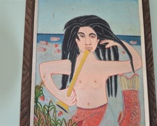 #13   Artist: Montas Antione    oil on canvas    25x37   This siren is in another painting on the website Haitian Art Society. Famous Artist   $ 2500.00