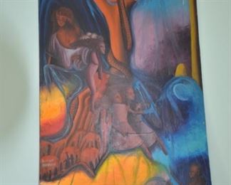 #14   Artist:  Hughes Domond    Swords & Voodoo   25x49  oil on board     $ 880.