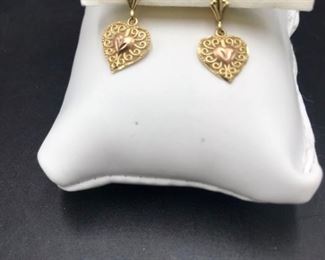 14kt Gold Fancy Heart Earrings
