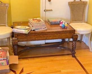 Large coffee table with slide out shelf 