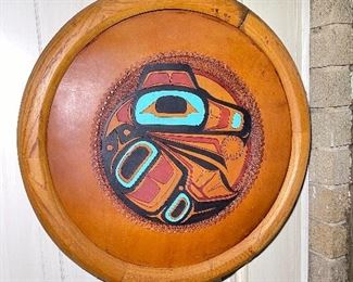 Leather Native American artwork by Steven Evans SOLD