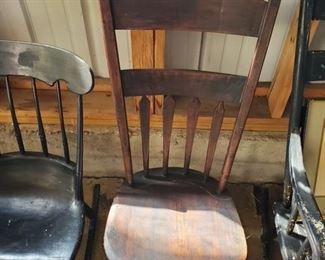 Many very sturdy antique chairs. 