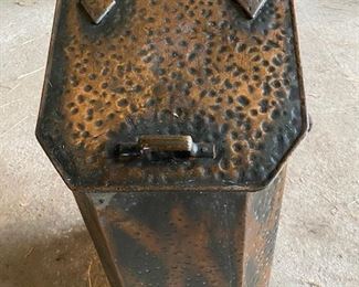 Antique hammered copper coal shuttle or ash container