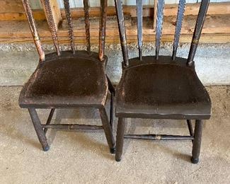 Antique primitive chairs - original paint. Sturdy.